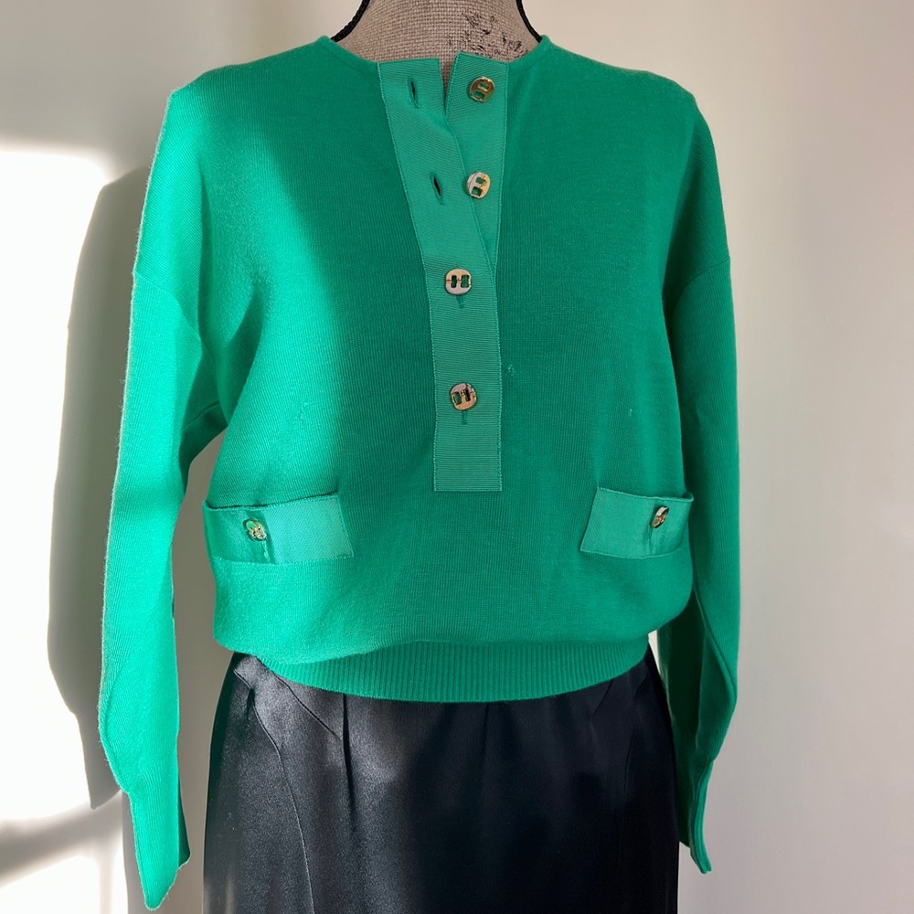 Vintage Salvatore Ferragamo Green Wool Sweater